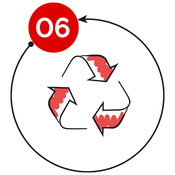 Recycling process icon for sustainable polywoven bag production