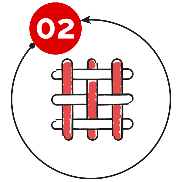 Weaving process icon for creating strong polywoven fabrics